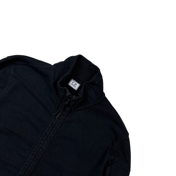 CP Company Black Cotton Zipped Cotton Track Top