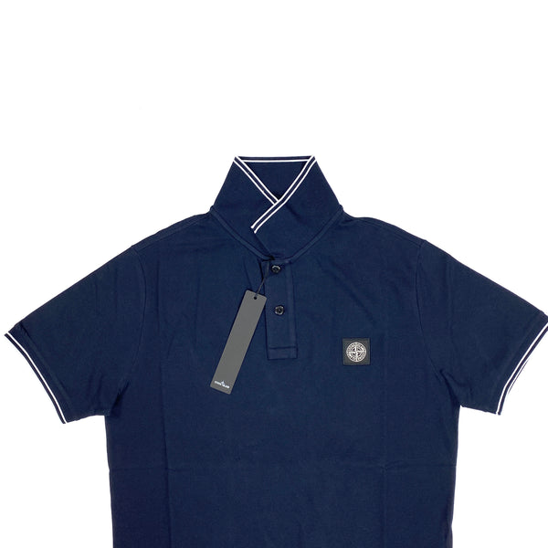 Stone Island Navy Blue Cotton Short Sleeve Polo Shirt