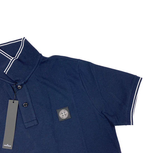 Stone Island Navy Blue Cotton Short Sleeve Polo Shirt