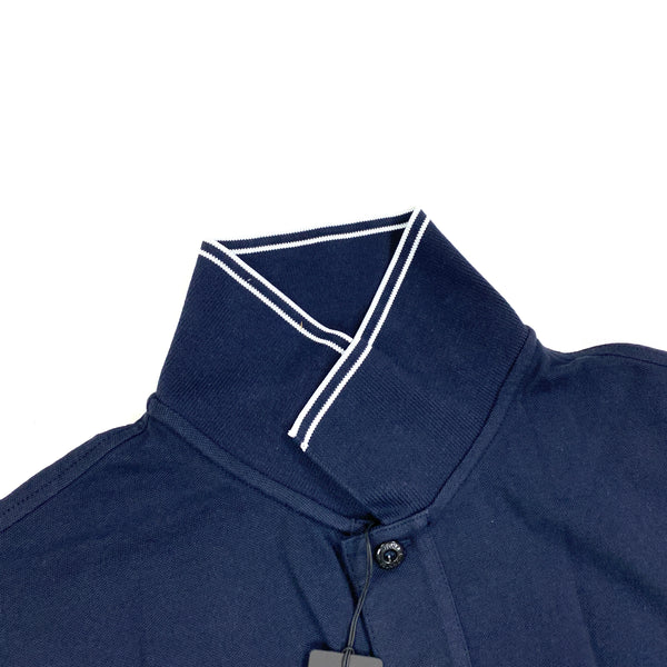 Stone Island Navy Blue Cotton Short Sleeve Polo Shirt