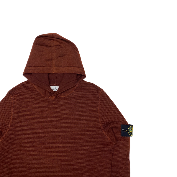 Stone Island Deep Red Waffle Knit Pullover Hoodie