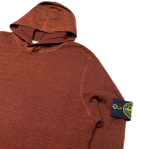 Stone Island Deep Red Waffle Knit Pullover Hoodie