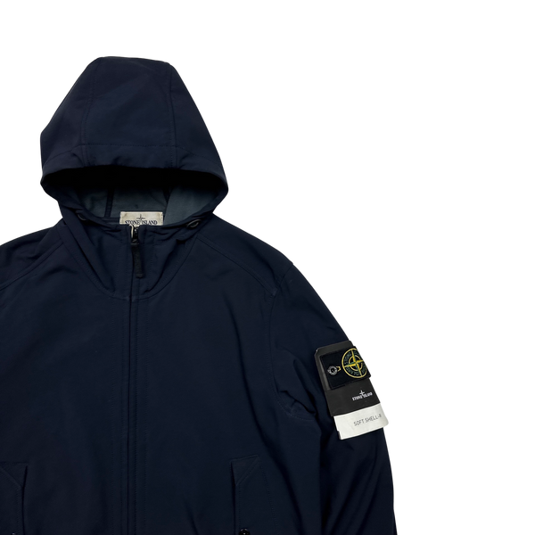 Stone Island Navy Fleece Lined Soft Shell Jacket - XL