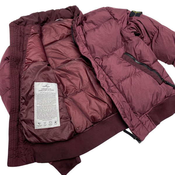 Stone Island 2017 Plum Red Garment Dyed Puffer Jacket