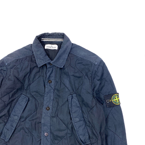 Stone Island Thick Cotton Navy Quilted Overshirt