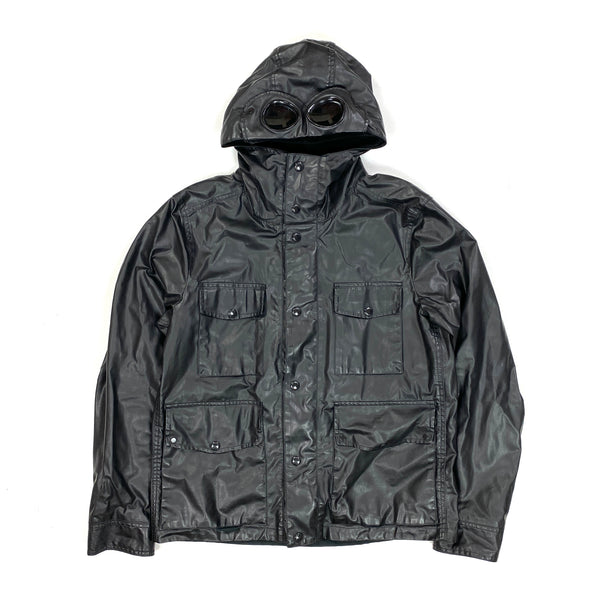 CP Company Black Oil Skin Goggle Jacket