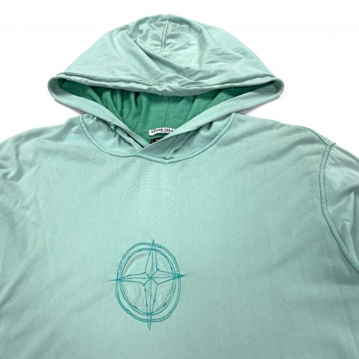 STONE ISLAND PASTEL GREEN COTTON PULLOVER HOODIE