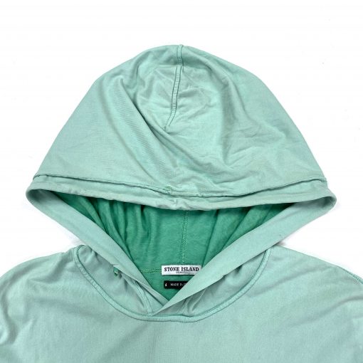 STONE ISLAND PASTEL GREEN COTTON PULLOVER HOODIE