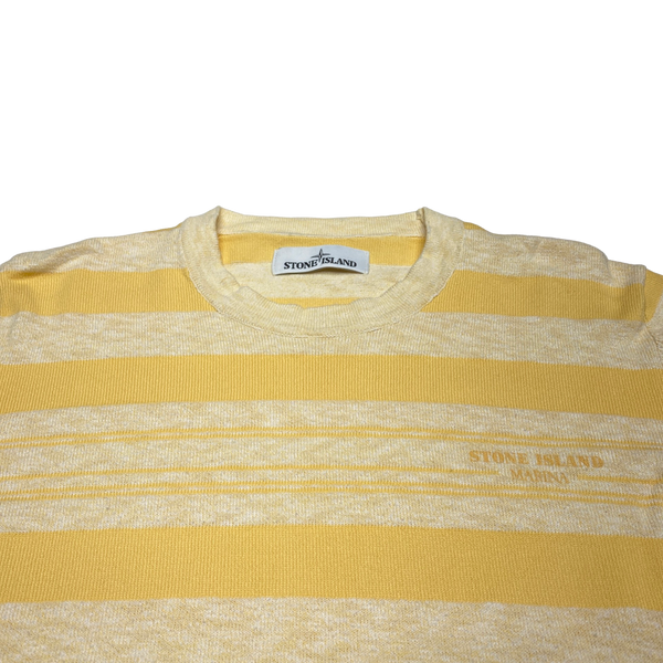 Stone Island Yellow Striped Marina Crewneck Jumper
