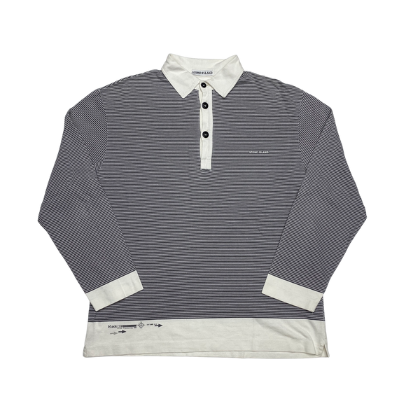 Stone Island Vintage 1999 Striped Spellout Longsleeve Polo