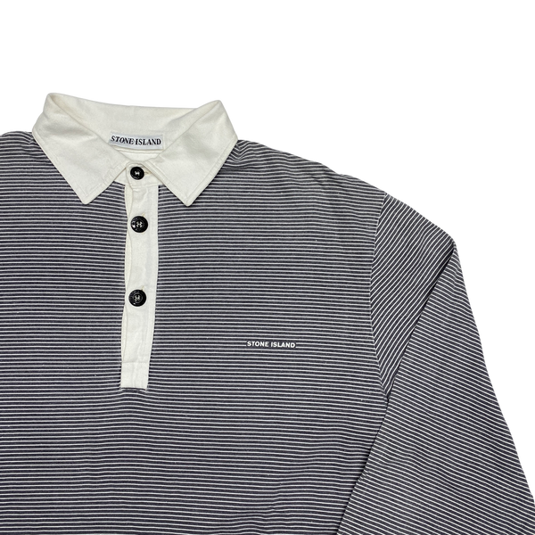 Stone Island Vintage 1999 Striped Spellout Longsleeve Polo