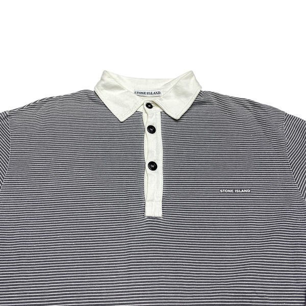 Stone Island Vintage 1999 Striped Spellout Longsleeve Polo