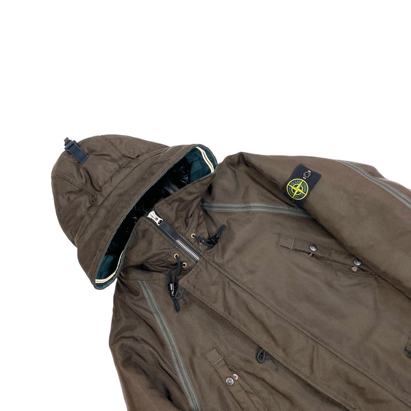 Stone Island Brown Oxford Nylon Parka Jacket