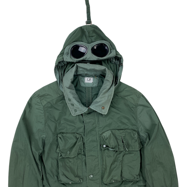 CP Company Green Nylon Metal Multi Pocket Goggle Jacket