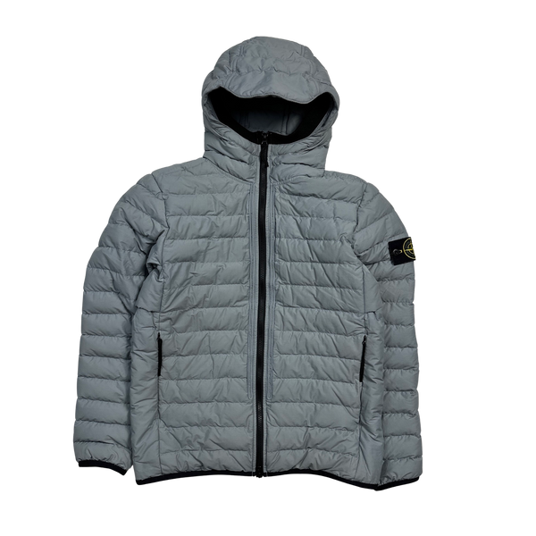 Stone Island Light Grey 0-Cotton R Nylon Tela Puffer Jacket - Small