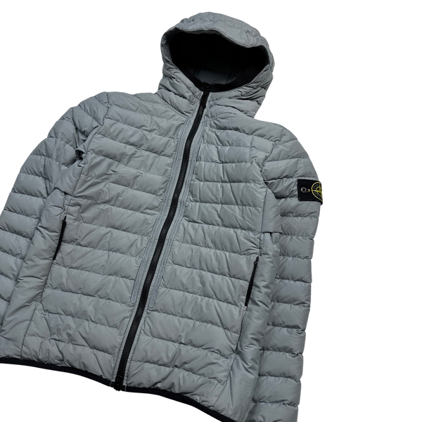 Stone Island Light Grey 0-Cotton R Nylon Tela Puffer Jacket - Small