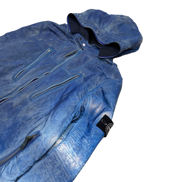 Stone Island 2011 Blue Liquid Reflective Fleece Lined Jacket
