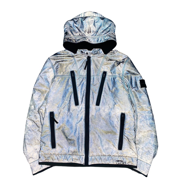 Stone Island 2011 Blue Liquid Reflective Fleece Lined Jacket