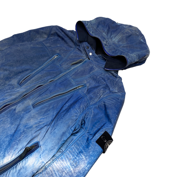 Stone Island 2011 Blue Liquid Reflective Fleece Lined Jacket
