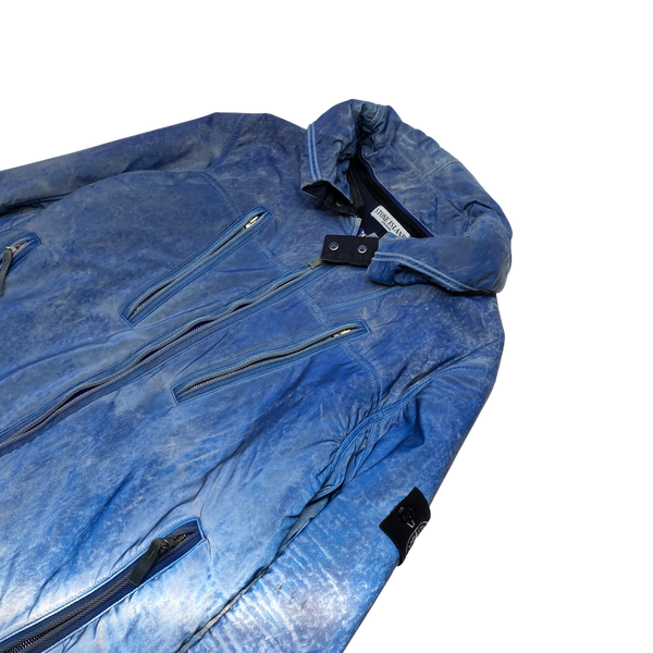 Stone Island 2011 Blue Liquid Reflective Fleece Lined Jacket