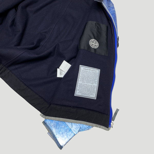 Stone Island 2011 Blue Liquid Reflective Fleece Lined Jacket