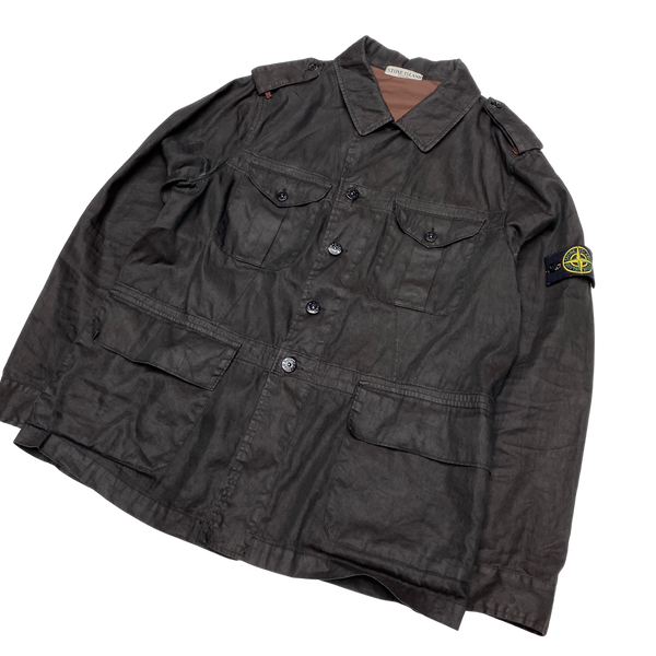 Stone Island 2006 Dark Brown Lino Flax Field Jacket