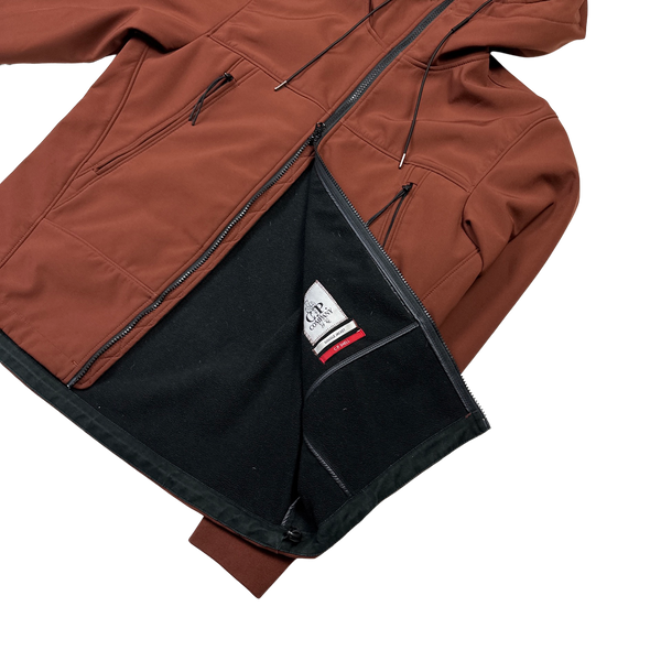 CP Company Burgundy Fleece Lined Goggle Soft Shell Jacket - Large