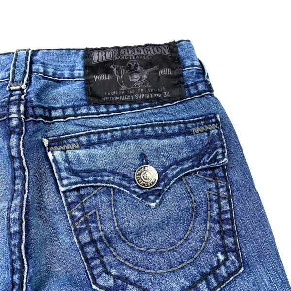 True Religion Black Contrast Stitch Ricky Super T Jeans