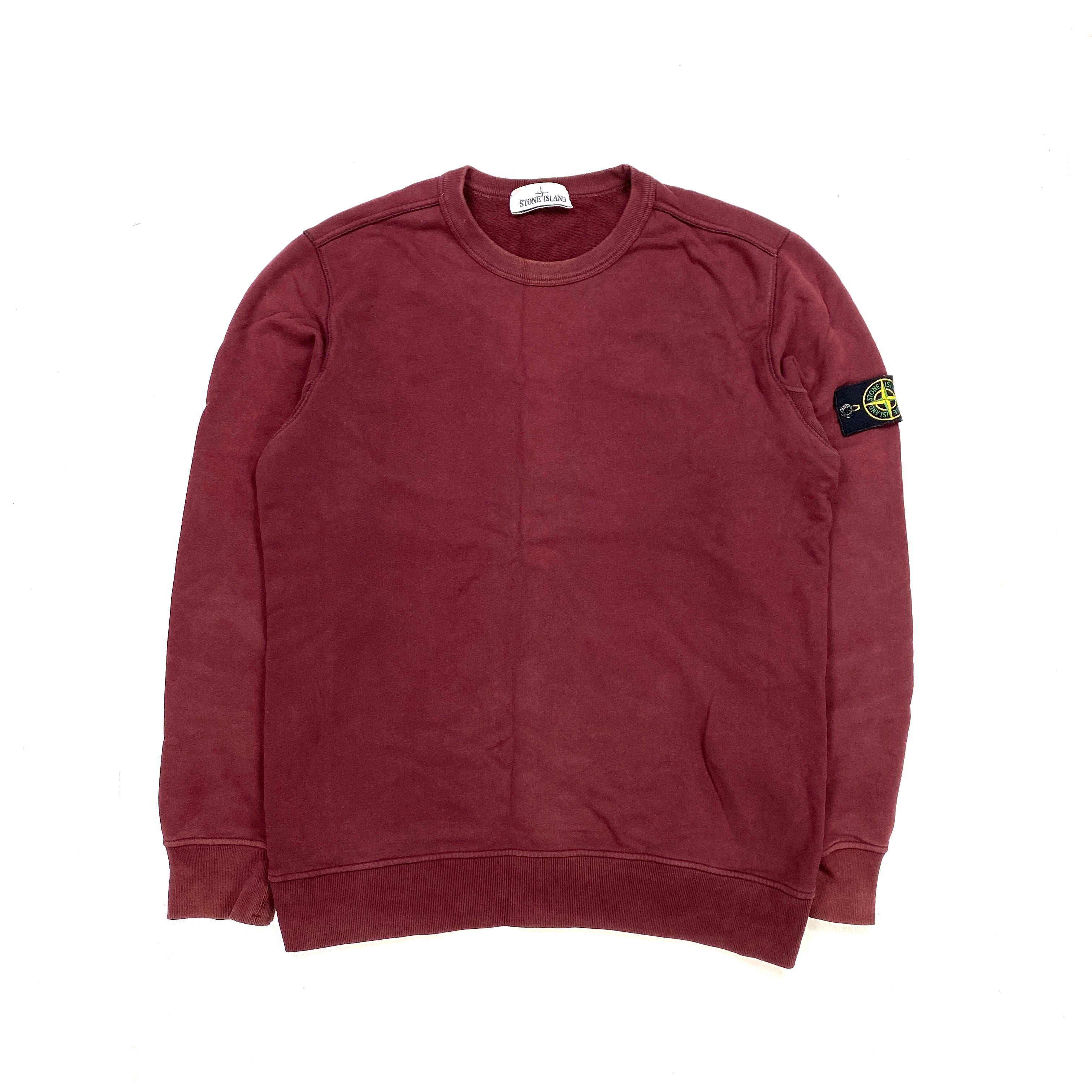 Stone Island Burgundy Crewneck Cotton Jumper Mat s Island