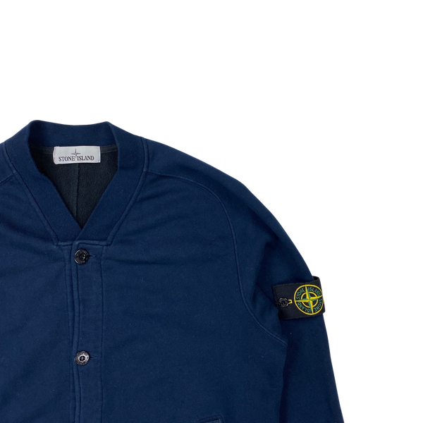Stone Island Thick Cotton Navy Buttoned Cardigan