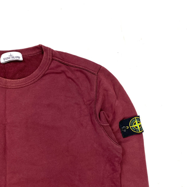 Stone Island Burgundy Crewneck Cotton Jumper