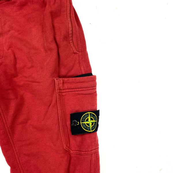 Stone Island Red Cotton Cargo Trousers
