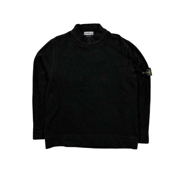 Stone Island 2002 Vintage Khaki Ribbed Wool Pullover - XL