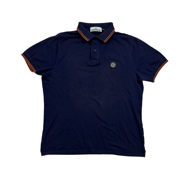 Stone Island Navy Cotton Short Sleeved Polo Shirt - XL