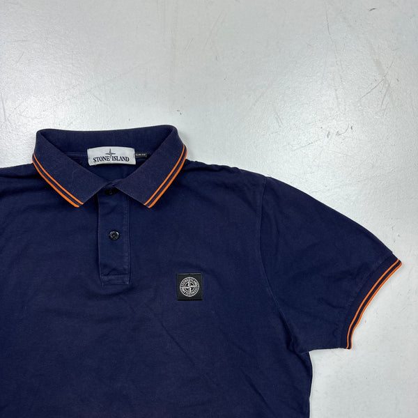 Stone Island Navy Cotton Short Sleeved Polo Shirt - XL