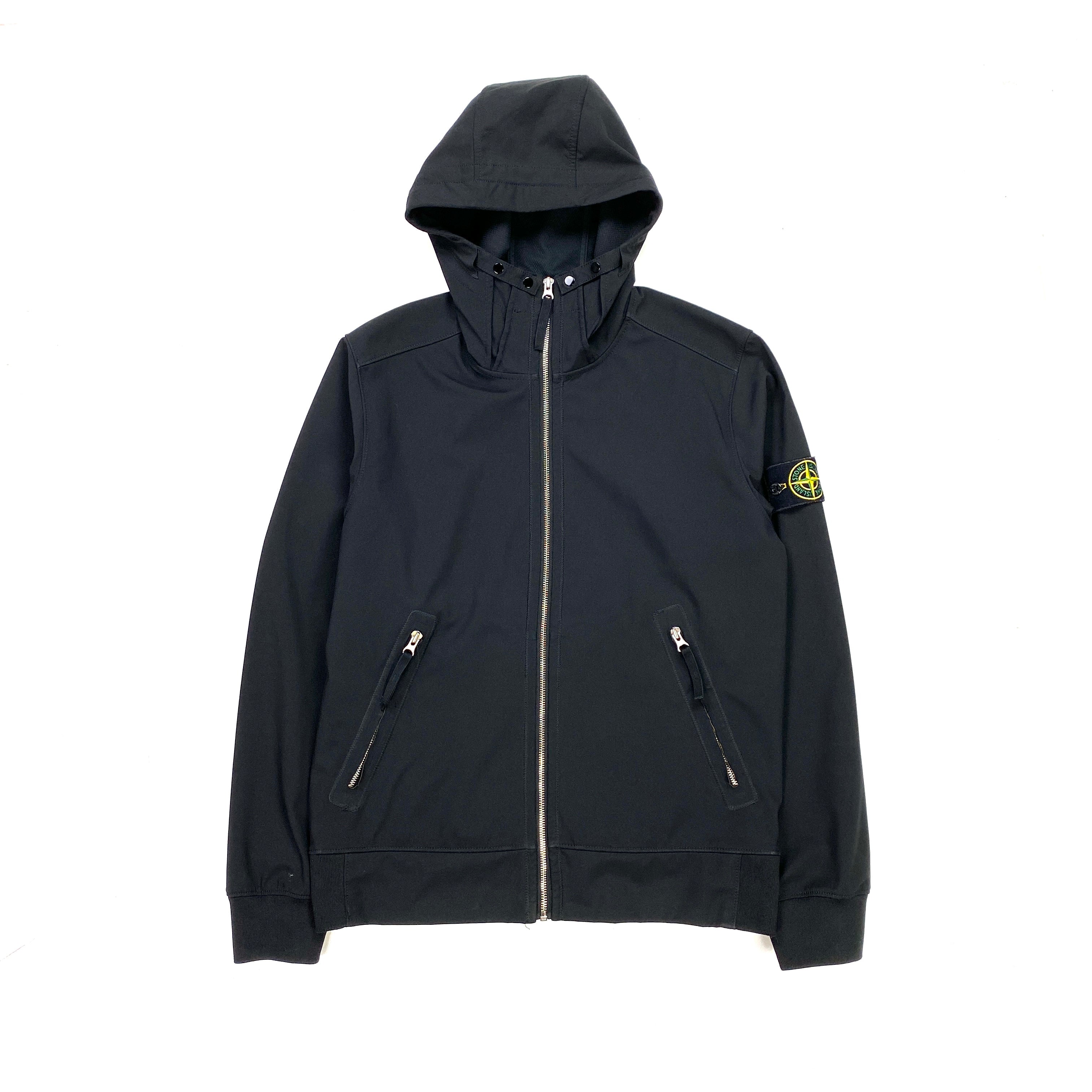 Stone Island Black Light Soft Shell Hooded Jacket Mat s Island