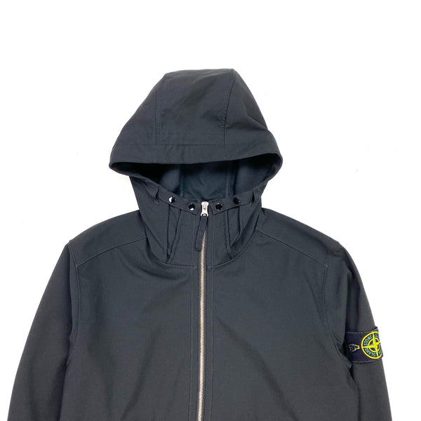 Stone Island Black Light Soft Shell Hooded Jacket