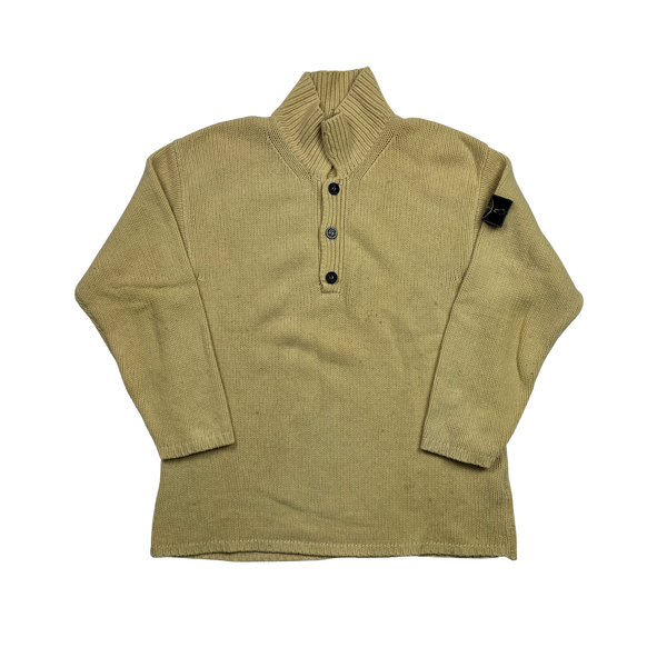 Stone Island 1996 Yellow Wool Knitted Pullover - Large
