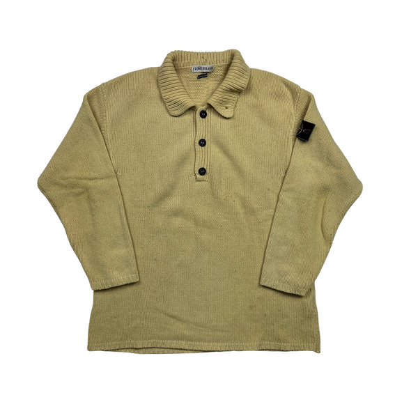 Stone Island 1996 Yellow Wool Knitted Pullover - Large