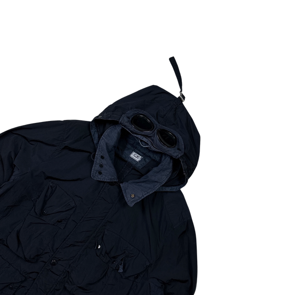 CP Company Navy Chrome Shimmer Multipocket Goggle Jacket