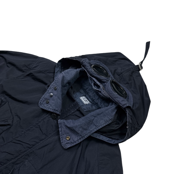 CP Company Navy Chrome Shimmer Multipocket Goggle Jacket