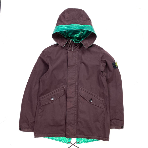 Stone Island Reversible Green Spaceman Raso Gommato Fishtail Jacket