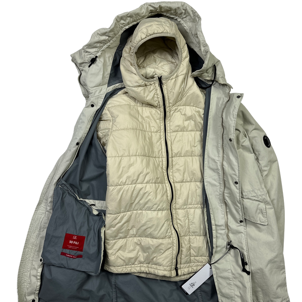 CP Company 50 Fili Gommato Cream 3 in 1 Fishtail Parka Jacket