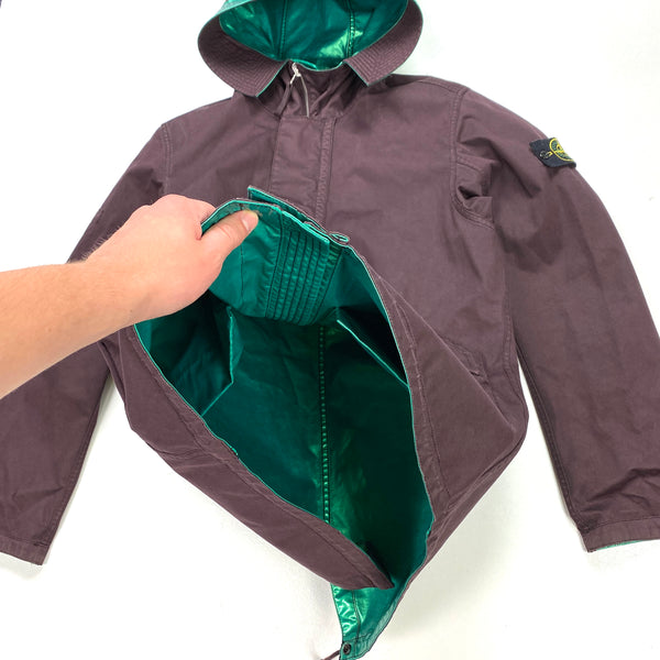 Stone Island Reversible Green Spaceman Raso Gommato Fishtail Jacket