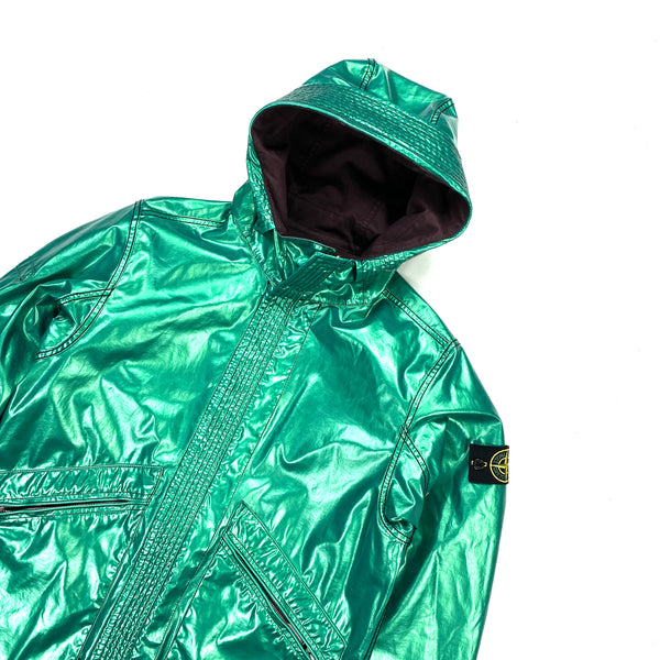 Stone Island Reversible Green Spaceman Raso Gommato Fishtail Jacket