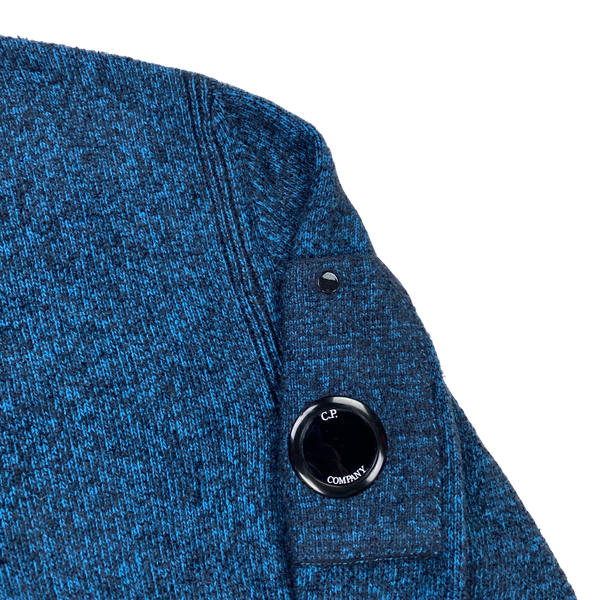 CP Company Blue Two Tone Roll Neck Lens Viewer Jumper