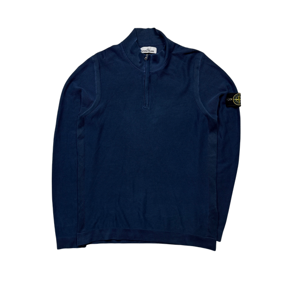 Stone Island 2019 Blue Quarter Zipped Pullover - Medium