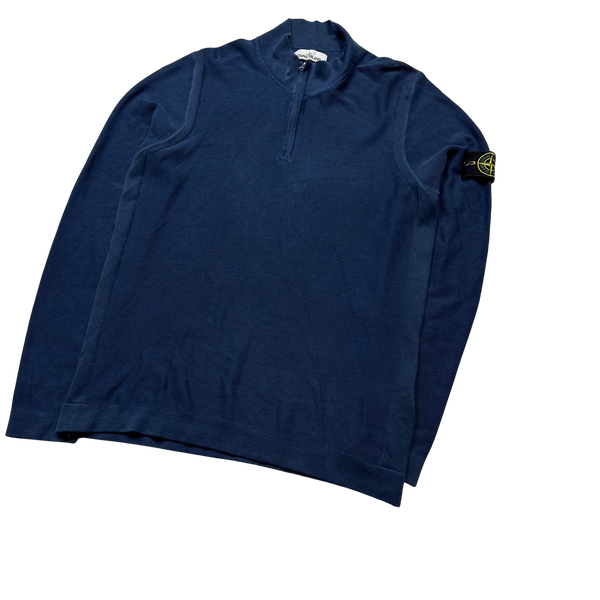 Stone Island 2019 Blue Quarter Zipped Pullover - Medium