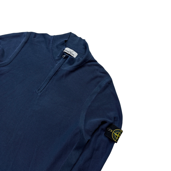 Stone Island 2019 Blue Quarter Zipped Pullover - Medium