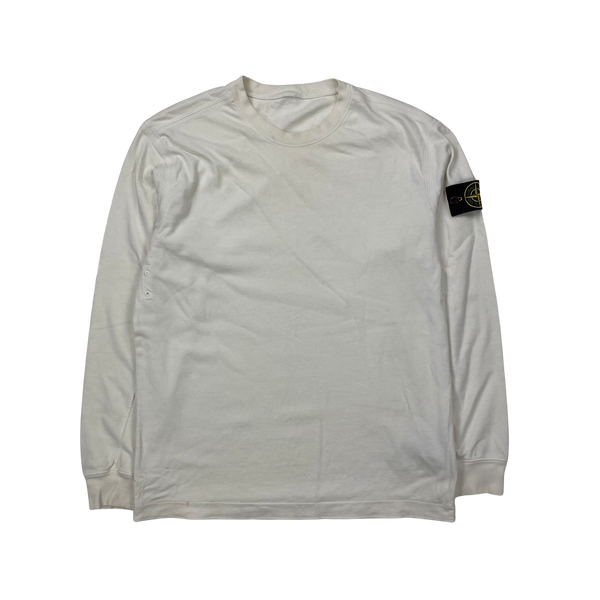 Stone Island White Cotton Crewneck Jumper